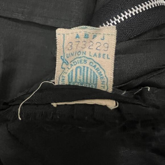 Vtg 50s Carlye Midi Dress 6/8 Black Pleated Cotton Mid Century Made in USA 60s - Picture 8 of 8